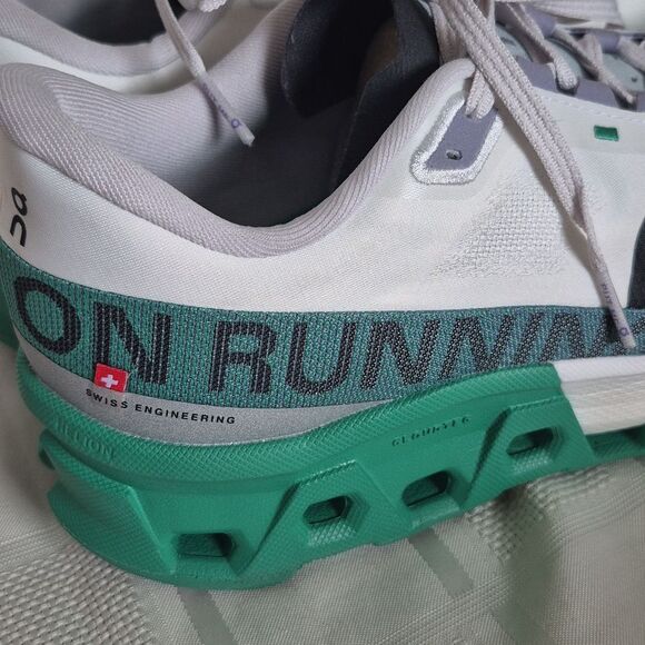 On Running Women's Cloudmonster Hyper Sneakers - White and Green - Picture 9 of 16